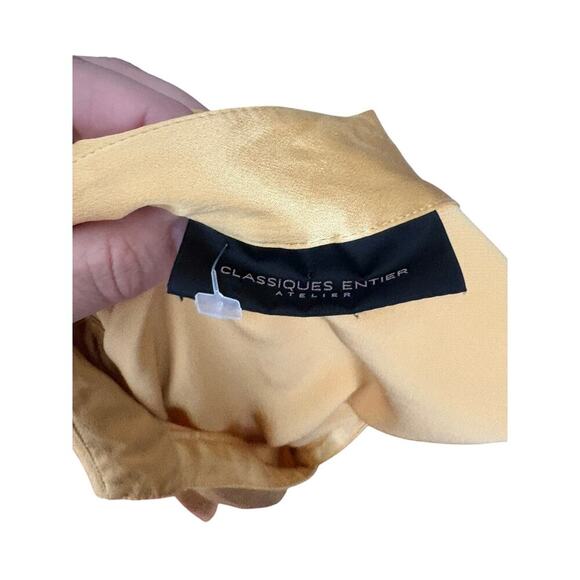 Women’s Large Classiques Entier Yellow Silk Blouse Ruched Front Festival Top - Picture 2 of 8